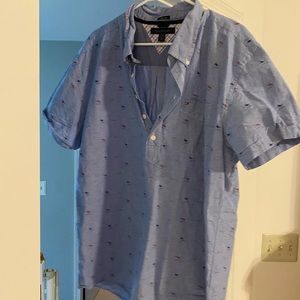 Tommy Hilfiger half button front shirt.